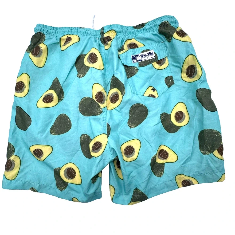 TRUNKS‎ SURF & SWIM Men's XL Blue Green Avocado Print Swim Board Surf Shorts